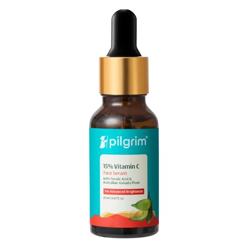 15% Vitamin C Face Serum by Pilgrim | with Ferulic Acid & Vitamin E | Fragrance Free | Reduces Fine Lines, Smooths Skin Texture & Improves Radiance | 0.68 Fl Oz (20ml)