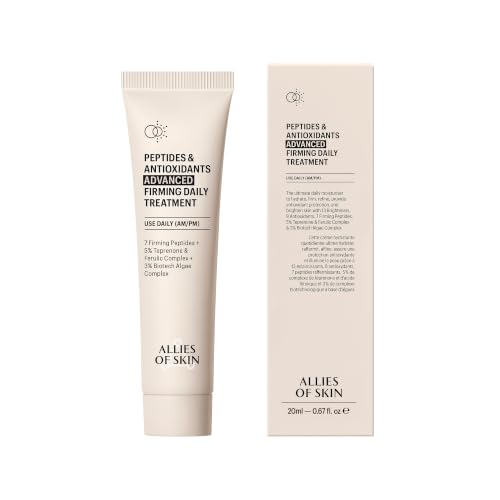 Allies of Skin Peptides & Antioxidants Advanced Firming Daily Treatment with 13 Brighteners, 9 Antioxidants, 7 Firming Peptides, 5% Teprenone & Ferulic Complex and 3% Biotech Algae Complex 20ml/0.67oz