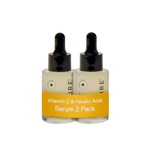 Acure Brightening 2% Vitamin C & Ferulic Acid Serum - Vit C Serum for Face, Anti Aging, Bright Glow for Women & Men, Facial Skincare, Vegan & Cruelty Free - 1 fl oz (2 Pack)