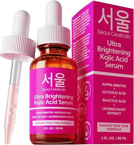 SeoulCeuticals Korean Skin Care Kojic Acid Serum Dark Spot Remover 1oz | Ultra Brightening Serum with Alpha Arbutin, Glycolic & Salicylic Acid for Hyperpigmentation & Even Skin Tone, K Beauty