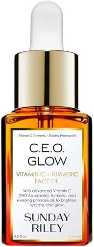 Sunday Riley C.E.O. Glow Vitamin C & Turmeric Face Oil — Our hands-on testing setup for best vitamin c serums for sensitive skin