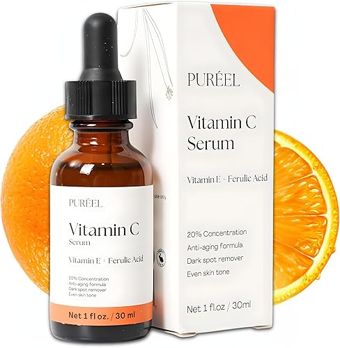 Puréel 20% Vitamin C Serum for Face – Brightening Serum with Vitamin E — Our hands-on testing setup for skinceuticals c e ferulic 